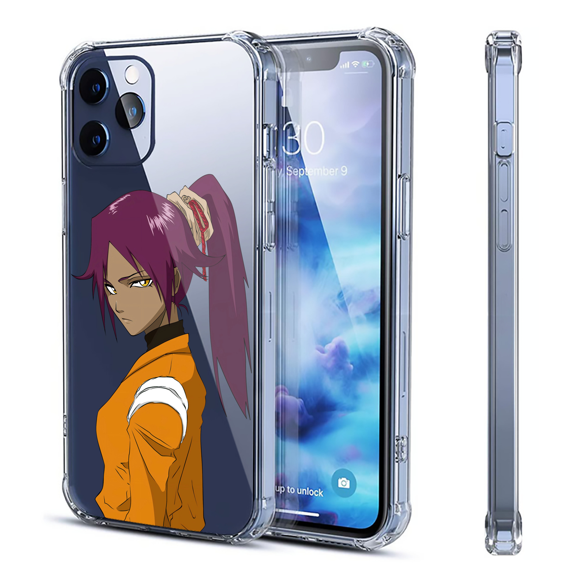 （画像用） ブリーチ 四楓院 夜一（しほういん よるいち） BLEACH Shihouin Yoruichi 【iPhone 12シリーズ対応】透明スマホケース（クリアソフトケース）